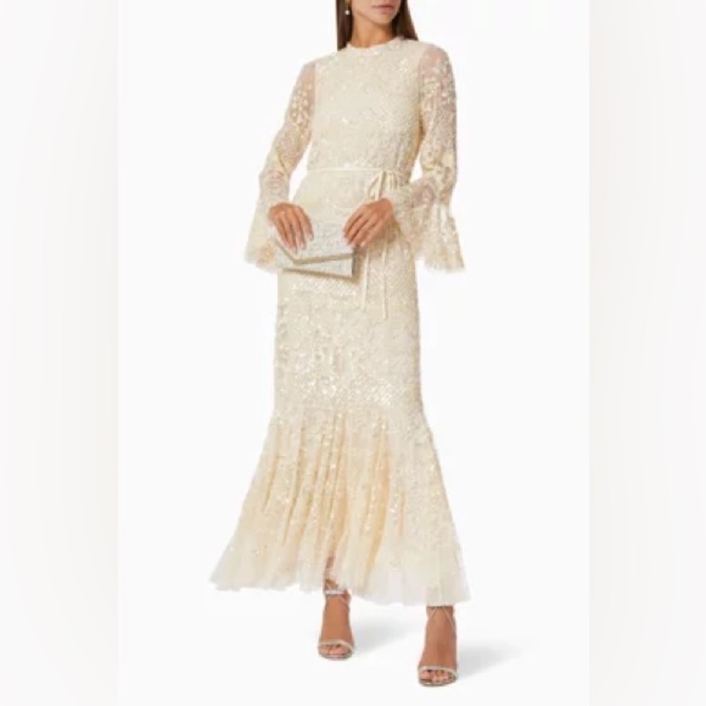 NEEDLE & THREAD Snowdrop Gown in Sequin Tulle